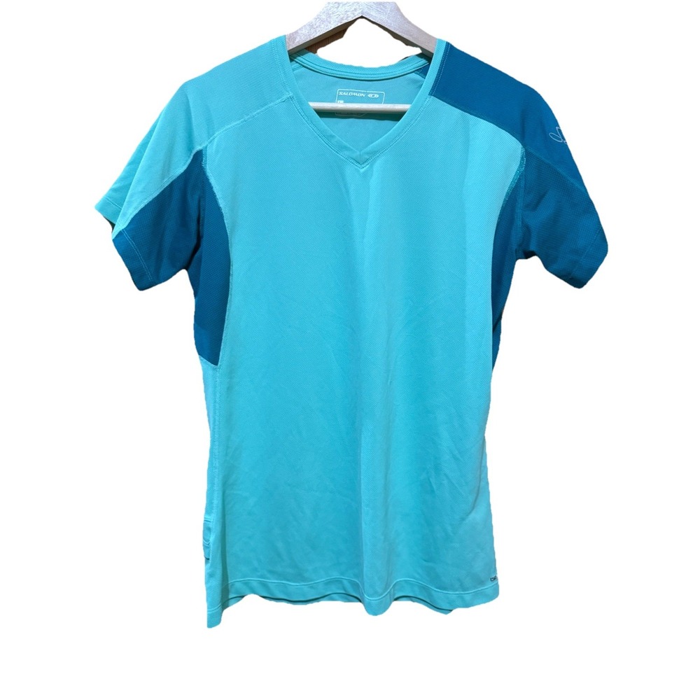 Salomon Womens Trail IV Short Sleeved T-Shirt Top Running Aqua Actilite Large